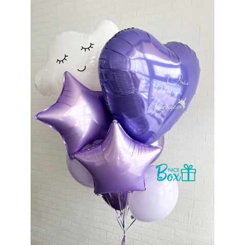 Фиолетовый фонтан с сердцем и облаком
