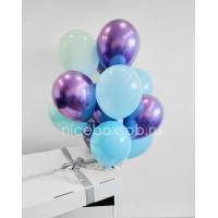 Коробка-сюрприз белая с шарами Бирюза с фиолетовым