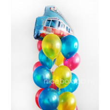 Фонтан воздушных шаров с Пожарной машиной 