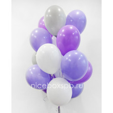 Фонтан фиолетовых и белых шаров