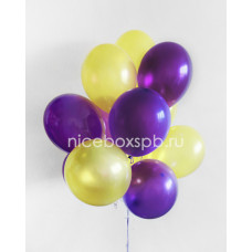 Фонтан фиолетовых и желтых шаров